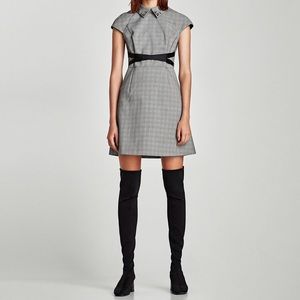 DRESS WITH CONTRASTING BELT from ZARA